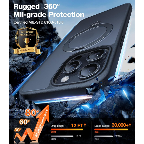 TORRAS Ostand Spin iPhone 15 Pro Max Klf-Black