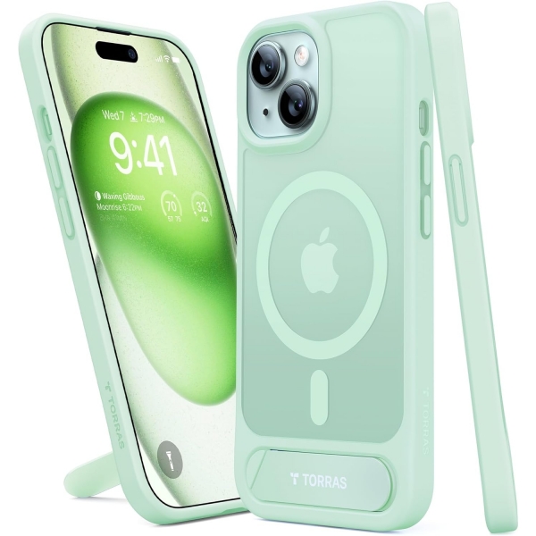 TORRAS Pstand Serisi Apple iPhone 15 Silikon Klf -Green