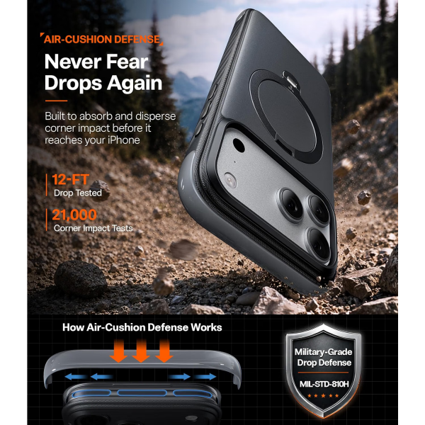 TORRAS Q3 Rugged iPhone 18 Pro Koruyucu K�l�f-Jet Black