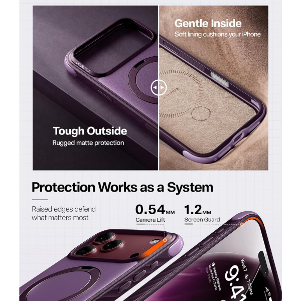 TORRAS Q3 Rugged iPhone 18 Pro Koruyucu K�l�f-Plum Purple