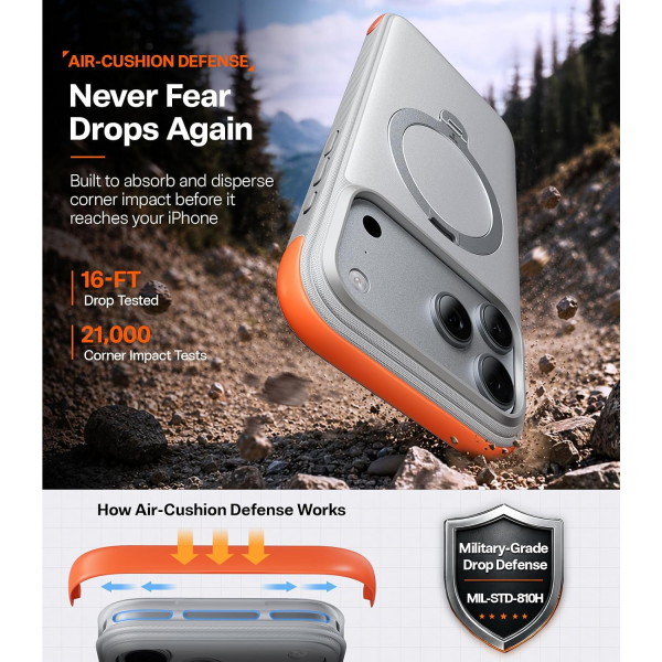 TORRAS Q3 Rugged iPhone 18 Pro Koruyucu K�l�f-Sunrise Silver
