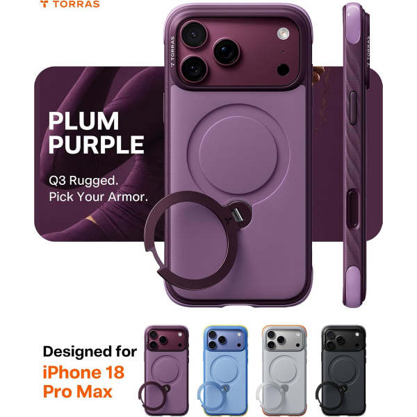 TORRAS Q3 Rugged iPhone 18 Pro Max Koruyucu K�l�f-Plum Purple