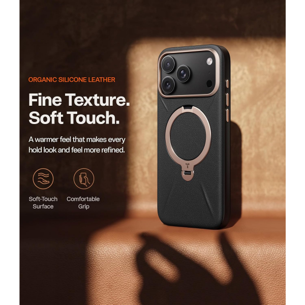 TORRAS Q3 VegSkin iPhone 18 Pro Max Standl� Deri K�l�f-Midnight Black