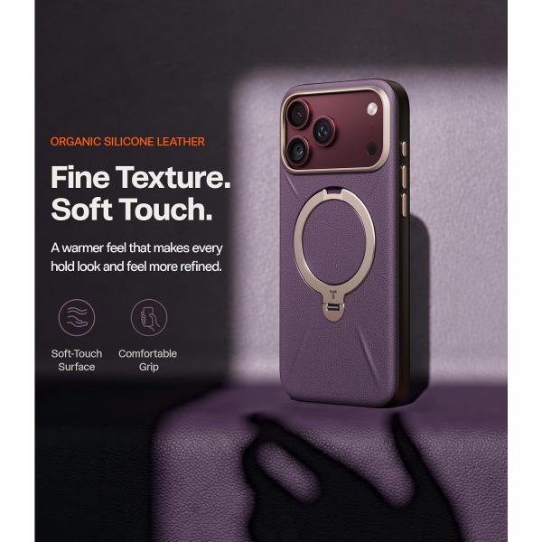 TORRAS Q3 VegSkin iPhone 18 Pro Max Standl� Deri K�l�f-Burgundy Purple