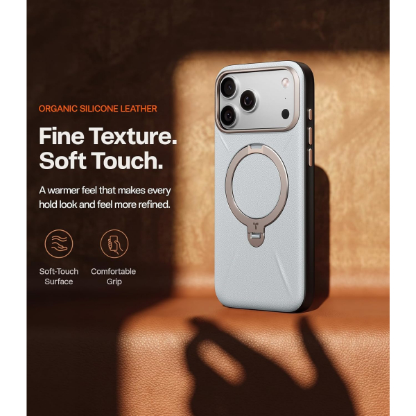 TORRAS Q3 VegSkin iPhone 18 Pro Max Standl� Deri K�l�f-Stone Gray