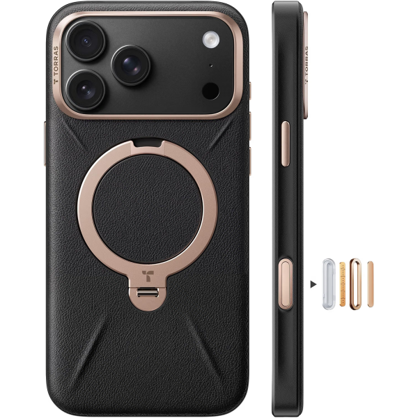 TORRAS Q3 VegSkin iPhone 18 Pro Max Standl� Deri K�l�f-Midnight Black