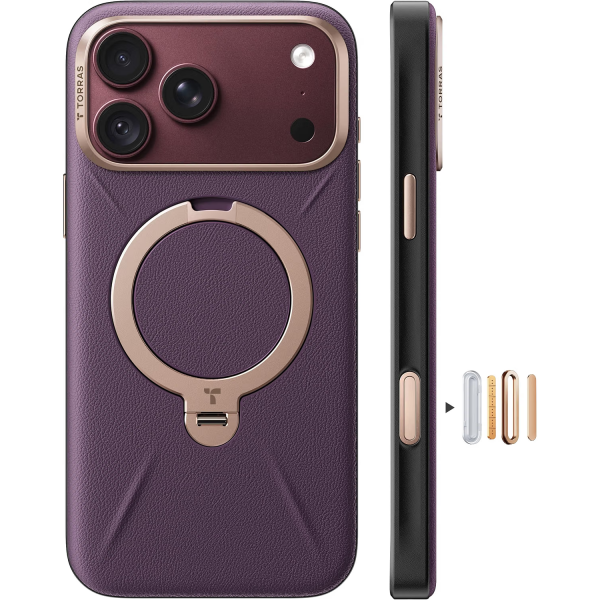 TORRAS Q3 VegSkin iPhone 18 Pro Max Standl� Deri K�l�f-Burgundy Purple