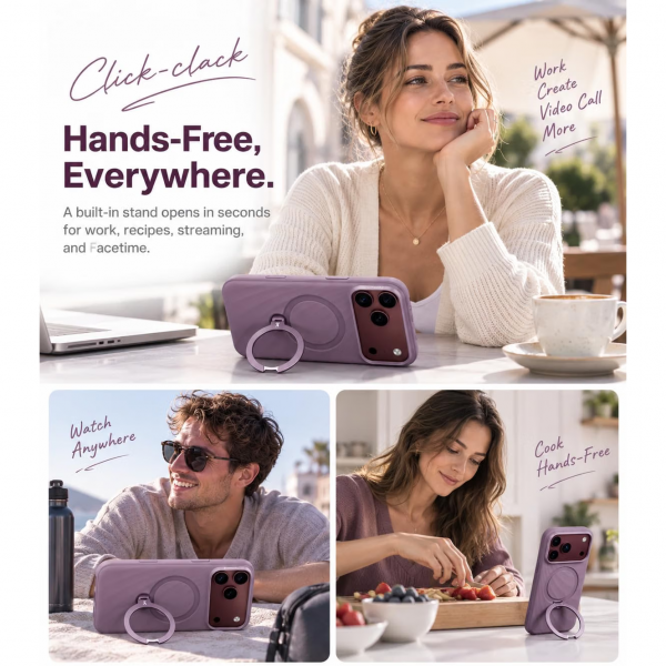 TORRAS Q3 Wind iPhone 18 Pro Standl� Silikon K�l�f-Stone Lavender