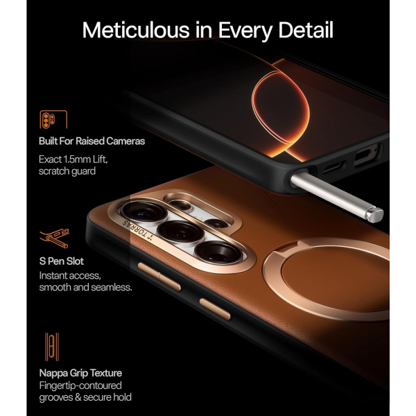 TORRAS Samsung Galaxy S26 Ultra Ostand Q3 VegSkin K�l�f-Brown