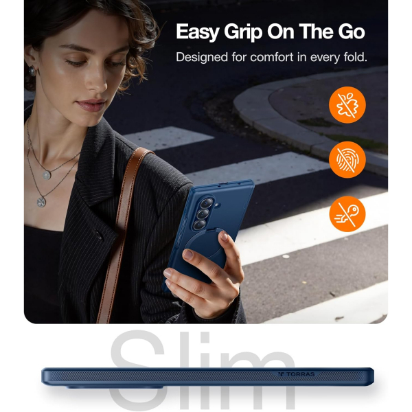 TORRAS Samsung Galaxy Z Fold 7 Standl� K�l�f -Blue