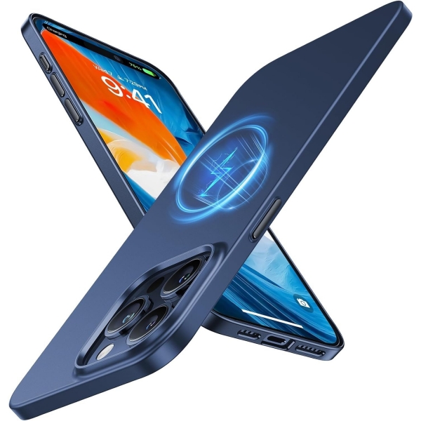 TORRAS Ultra nce Apple iPhone 15 Pro Manyetik Klf -Blue Titanium