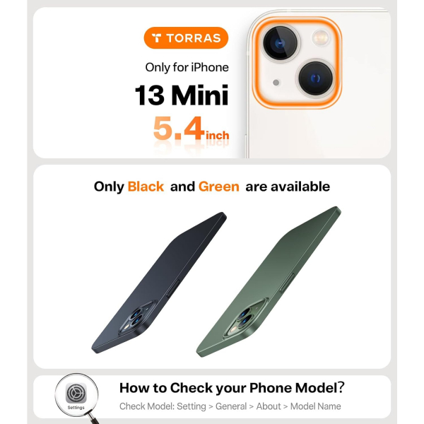 TORRAS iPhone 13 Mini Tam Korumal� Mat K�l�f-Green