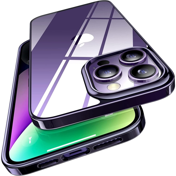 TORRAS iPhone 14 Pro Darbeye Dayankl Klf (Kristal)-Dark Purple