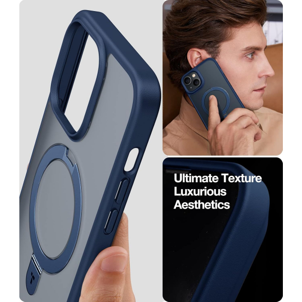 TORRAS iPhone 14 Manyetik Standl� K�l�f-Navy Blue