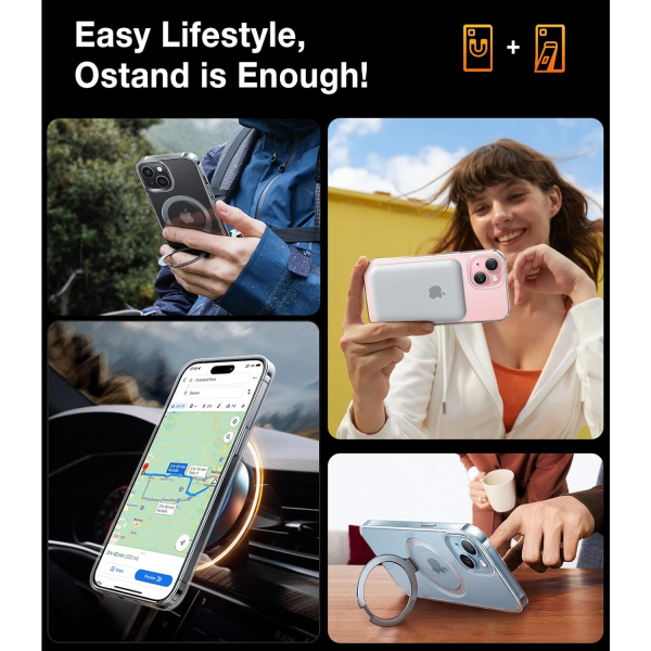 TORRAS iPhone 14 Manyetik Standl� K�l�f-Crystal Clear