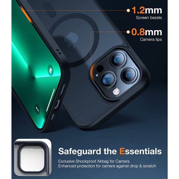 TORRAS iPhone 14 Pro Darbeye Dayanıklı MagSafe Uyumlu Kılıf-Navy Blue