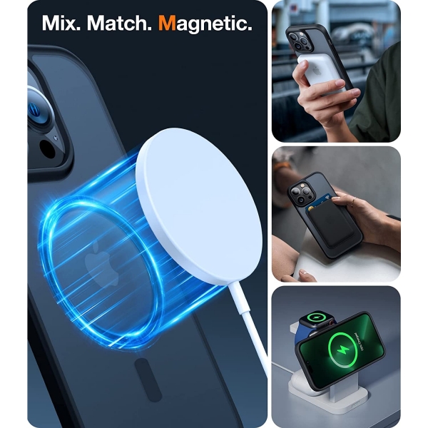 TORRAS iPhone 14 Pro Darbeye Dayanıklı MagSafe Uyumlu Kılıf-Midnight Green