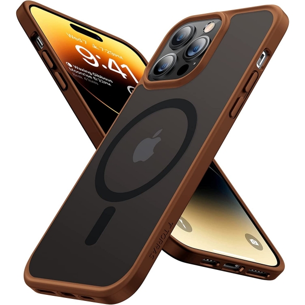 TORRAS iPhone 14 Pro Darbeye Dayanıklı MagSafe Uyumlu Kılıf-Umber Brown