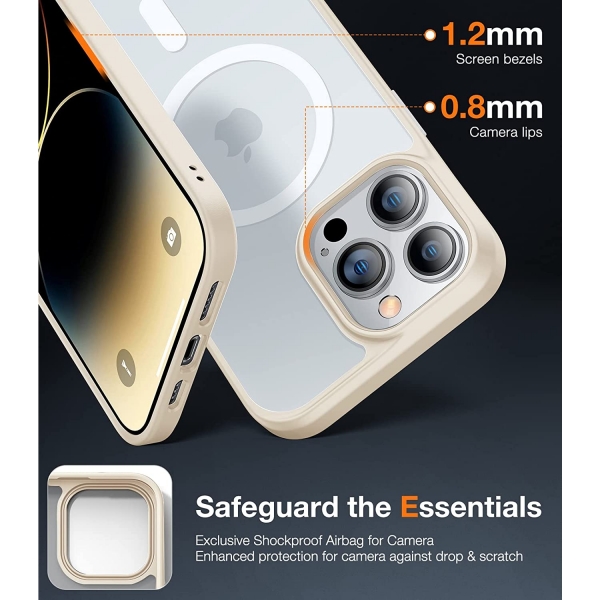 TORRAS iPhone 14 Pro Max Darbeye Dayankl MagSafe Uyumlu Klf-Milk White
