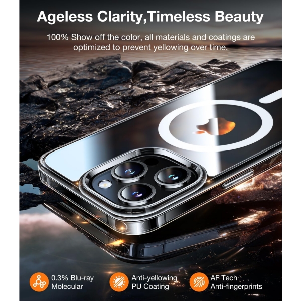 TORRAS Apple iPhone 15 Pro Darbeye Dayankl MagSafe Uyumlu Klf-Clear