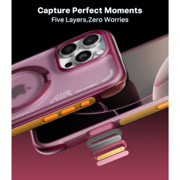 TORRAS iPhone 16 Pro Ostand Q3 Air K�l�f-Lava Red