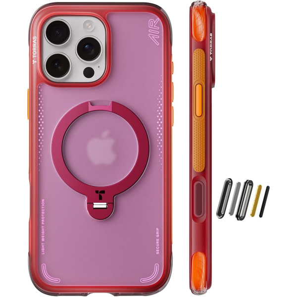 TORRAS iPhone 16 Pro Ostand Q3 Air K�l�f-Lava Red