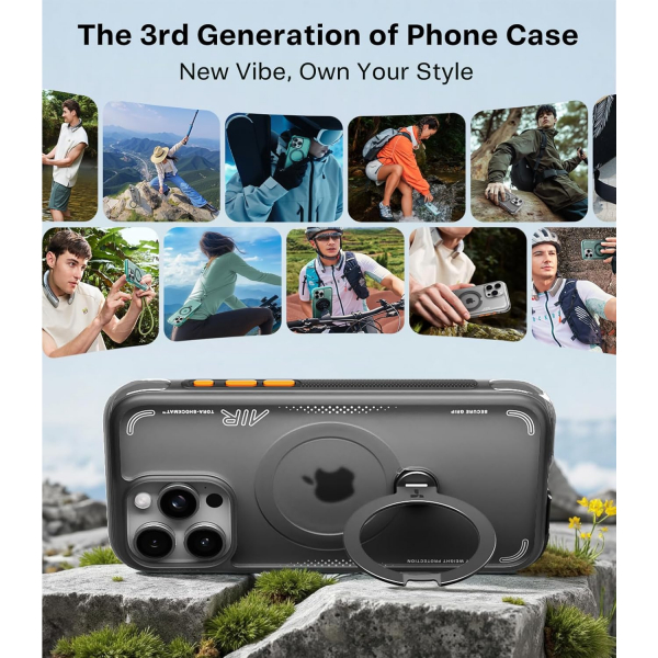 TORRAS iPhone 16 Pro Ostand Q3 Air K�l�f-Shadow Black