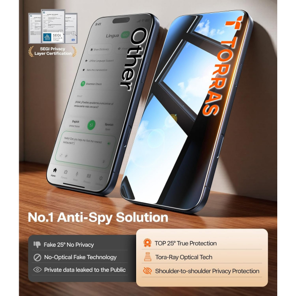 TORRAS iPhone 17 Pro Max Privacy Ekran Koruyucu(2 Adet)