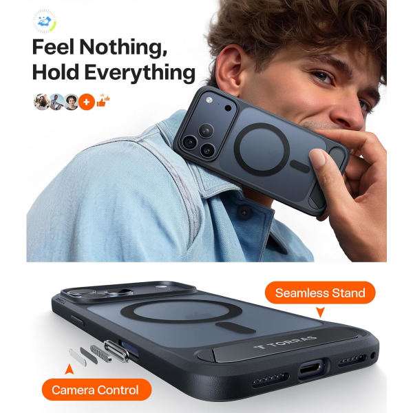 TORRAS iPhone 17 Pro Max Manyetik Klf-Black