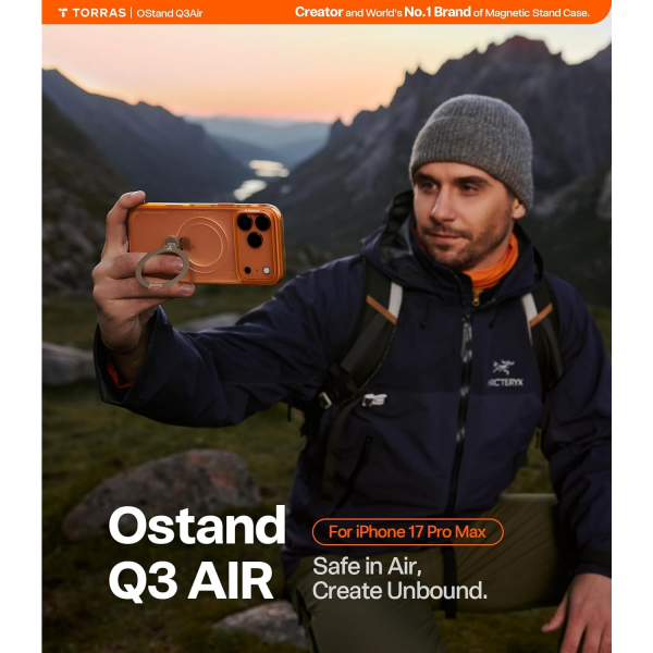 TORRAS iPhone 17 Pro Max Ostand Q3 Air Klf-Cosmic Orange