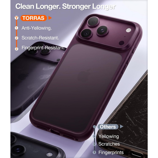 TORRAS iPhone 18 Pro Max Darbeye Dayan�kl� K�l�f-Burgundy