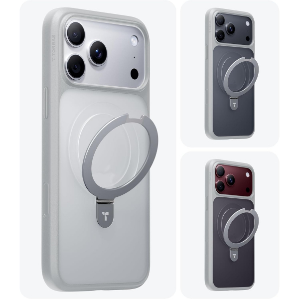 TORRAS iPhone 18 Pro Standl� Manyetik K�l�f-Silver Gray