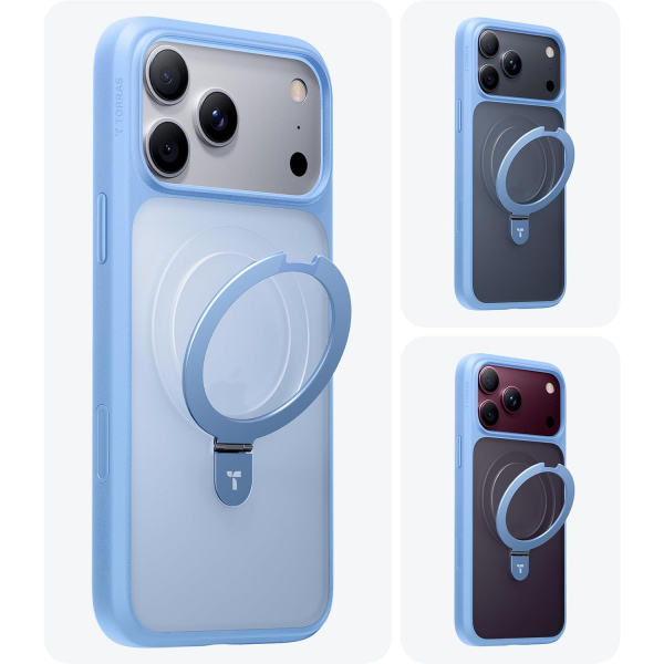 TORRAS iPhone 18 Pro Standl� Manyetik K�l�f-Blue