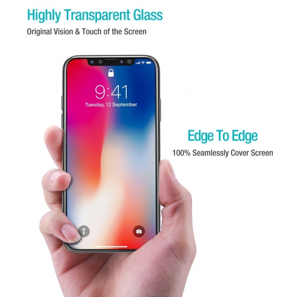 TOZO Apple iPhone X Cam Ekran Koruyucu (Siyah/2 Adet)