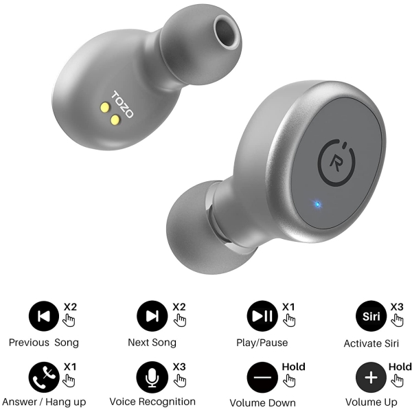 TOZO T10 Bluetooth Kulak i Kulaklk-Gray