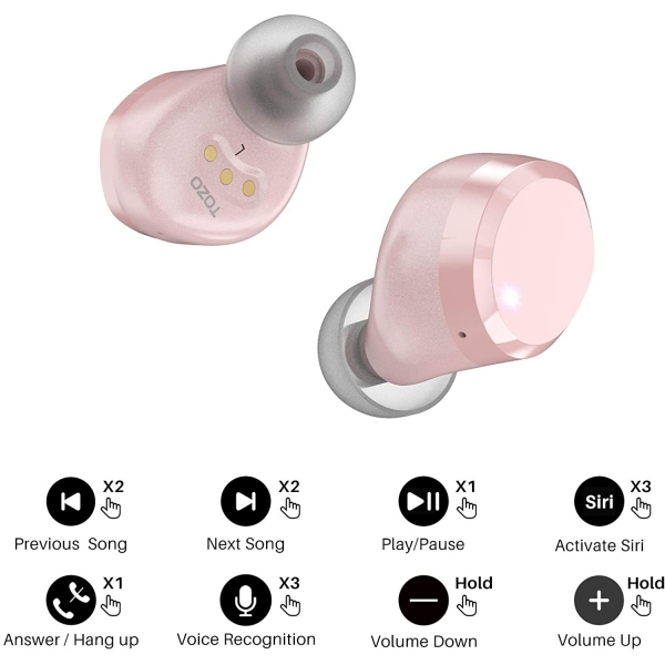 TOZO T12 Kablosuz Kulak i Kulaklk-Rose Gold
