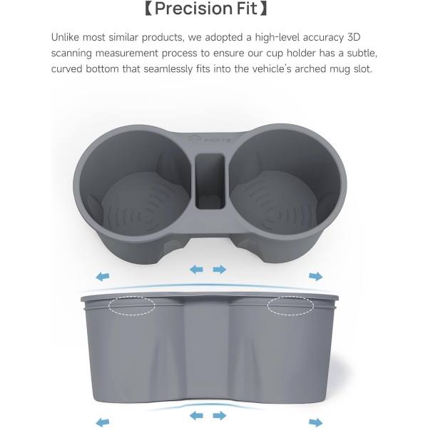 TPARTS Tesla Model 3/Y Uyumlu Bardak Tutucu-Gun Gray