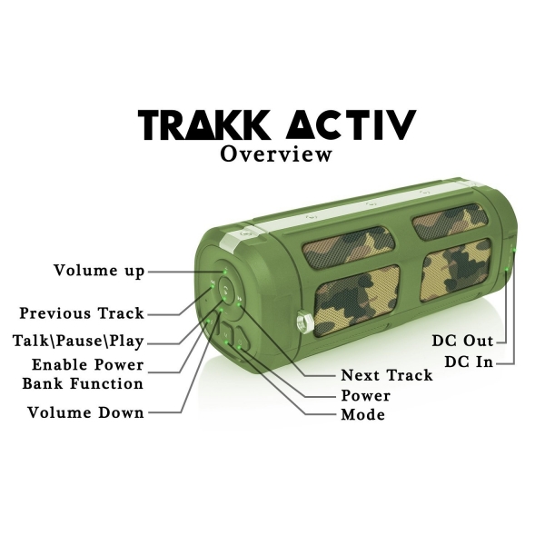 TRAKK ACTIV Bluetooth Bisiklet Hoparlr-Camo