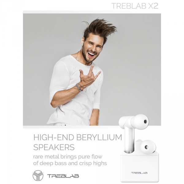 TREBLAB X2 Bluetooth Kulak i Kulaklk-White