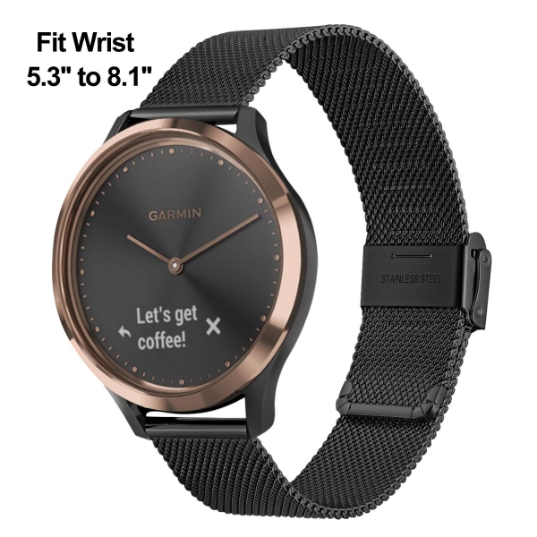 TRUMiRR Garmin Vivomove HR Paslanmaz elik Kay-Black