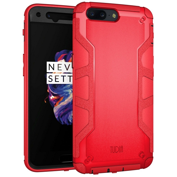 TUDIA OnePlus 5 Omnix Klf/Ekran Koruyucu-Red