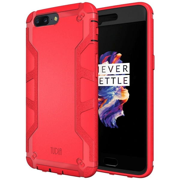 TUDIA OnePlus 5 Omnix Klf/Ekran Koruyucu-Red