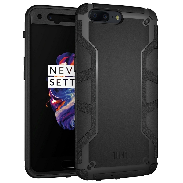 TUDIA OnePlus 5 Omnix Klf/Ekran Koruyucu-Matte Black