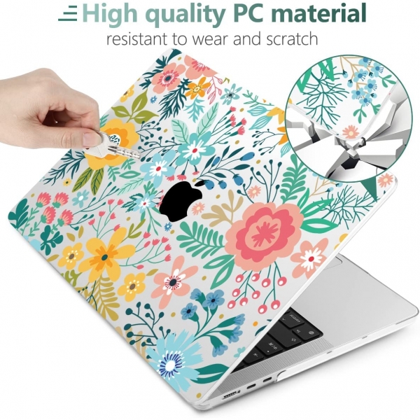 TWOLSKOO MacBook Air Koruyucu Klf (13.6 in)(2022)-Abstract Flower
