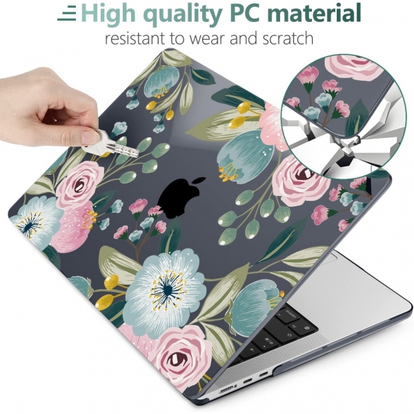 TWOLSKOO MacBook Air Koruyucu Klf (13.6 in)(2022)-Seamless Flowers