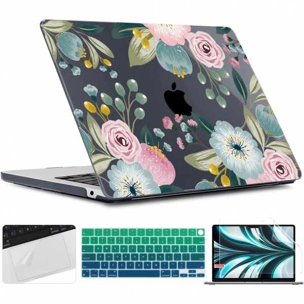 TWOLSKOO MacBook Air Koruyucu Klf (13.6 in)(2022)-Seamless Flowers