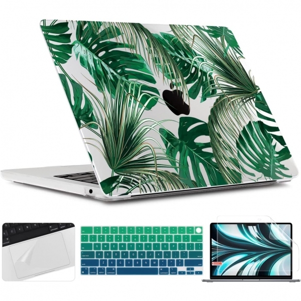 TWOLSKOO MacBook Air Koruyucu Klf (13.6 in)(2022)-Tropical Palm Leaves