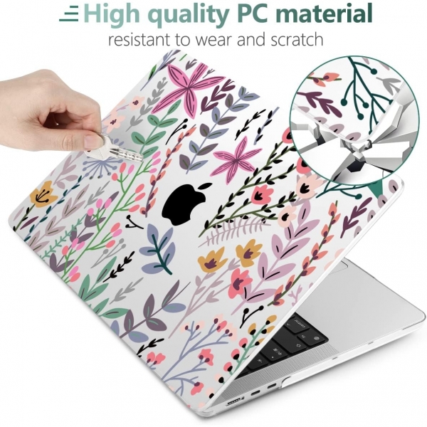 TWOLSKOO MacBook Air Koruyucu Klf (15 in)(2023)-Tiny Flowers