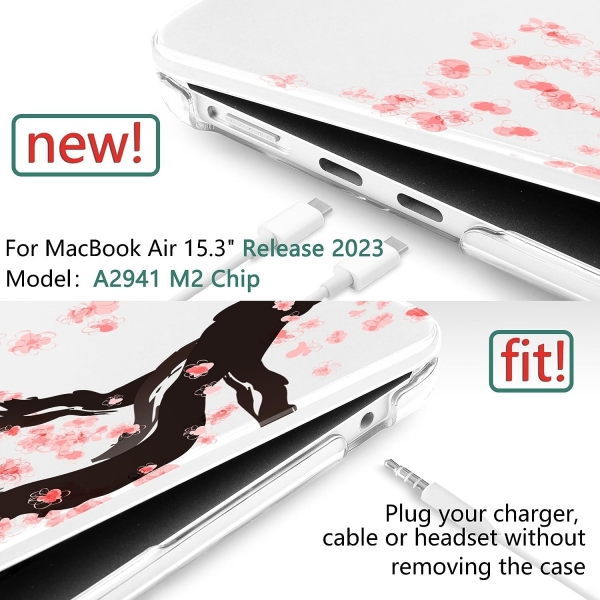 TWOLSKOO MacBook Air Koruyucu Klf (15 in)(2023)-Cherry Blossoms 