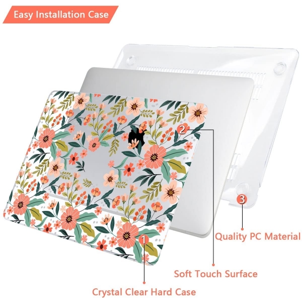 TWOLSKOO MacBook Pro Koruyucu Klf (16 in)(2021)-Seamless Flowers